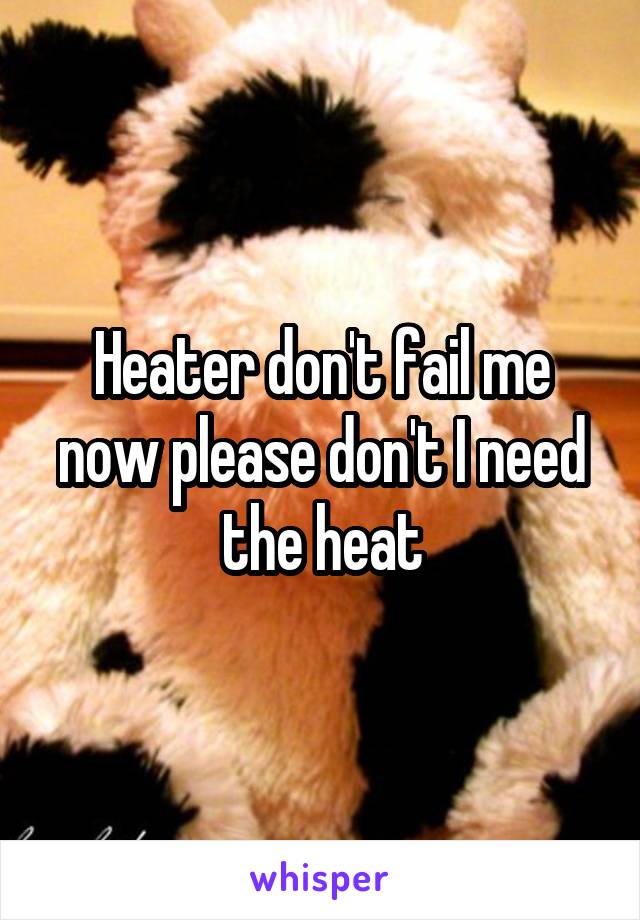 Heater don't fail me now please don't I need the heat