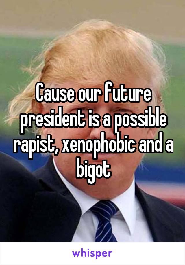 Cause our future president is a possible rapist, xenophobic and a bigot