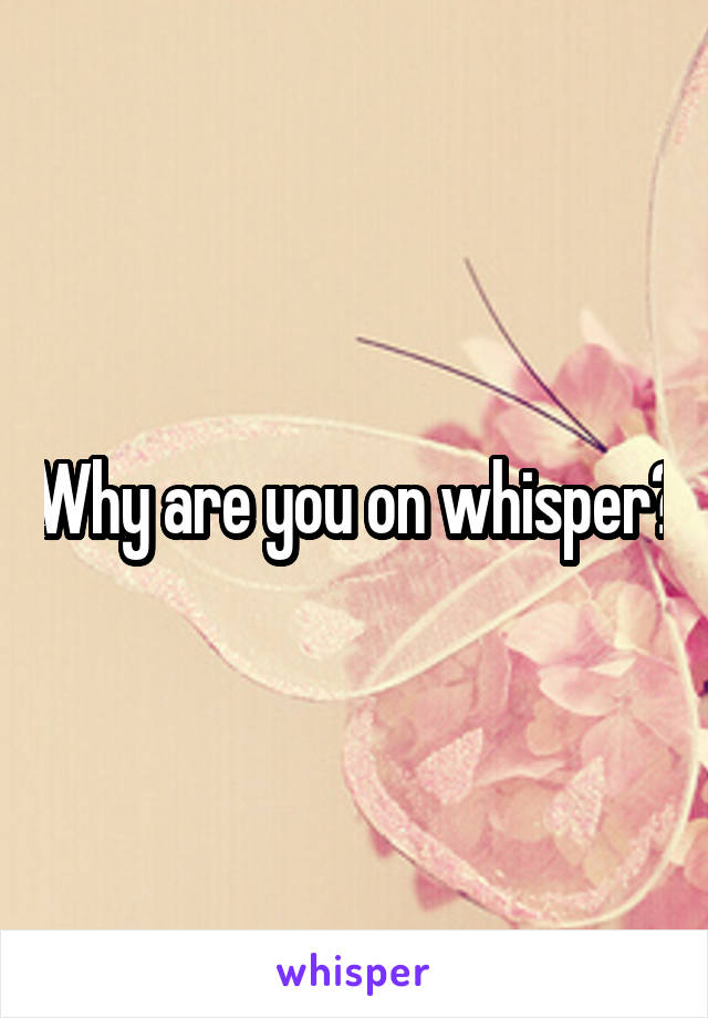 Why are you on whisper?