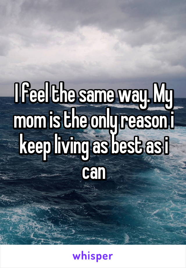 I feel the same way. My mom is the only reason i keep living as best as i can