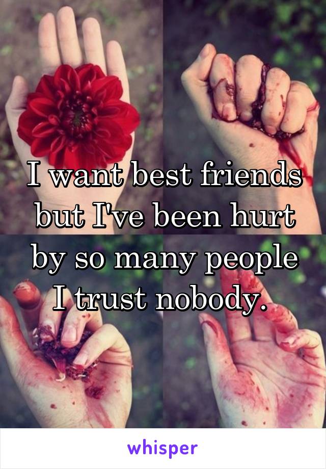 I want best friends but I've been hurt by so many people I trust nobody. 