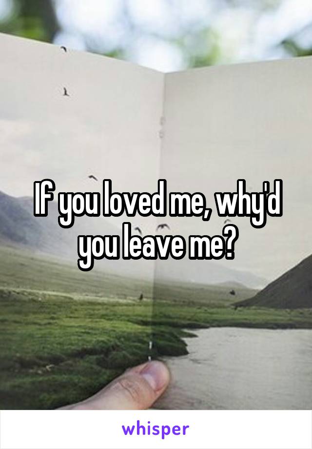 If you loved me, why'd you leave me?