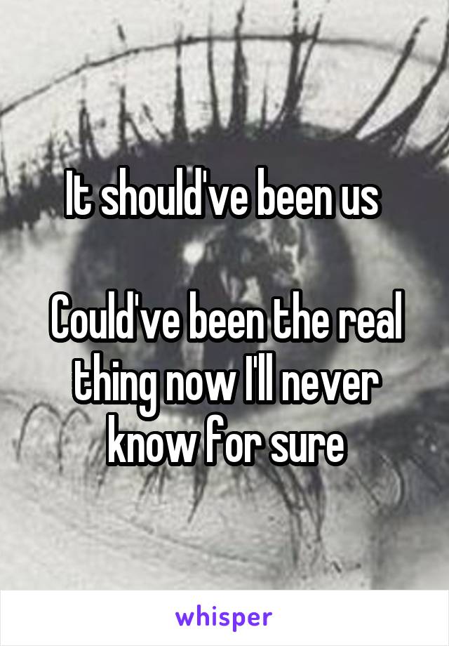 It should've been us 

Could've been the real thing now I'll never know for sure