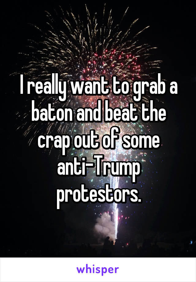 I really want to grab a baton and beat the crap out of some anti-Trump protestors.