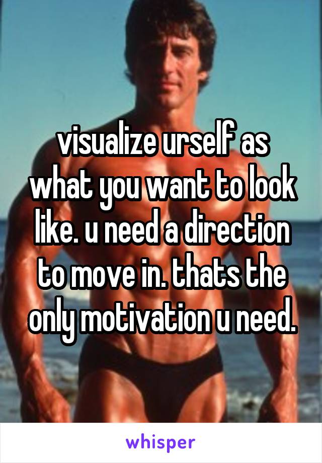 visualize urself as what you want to look like. u need a direction to move in. thats the only motivation u need.