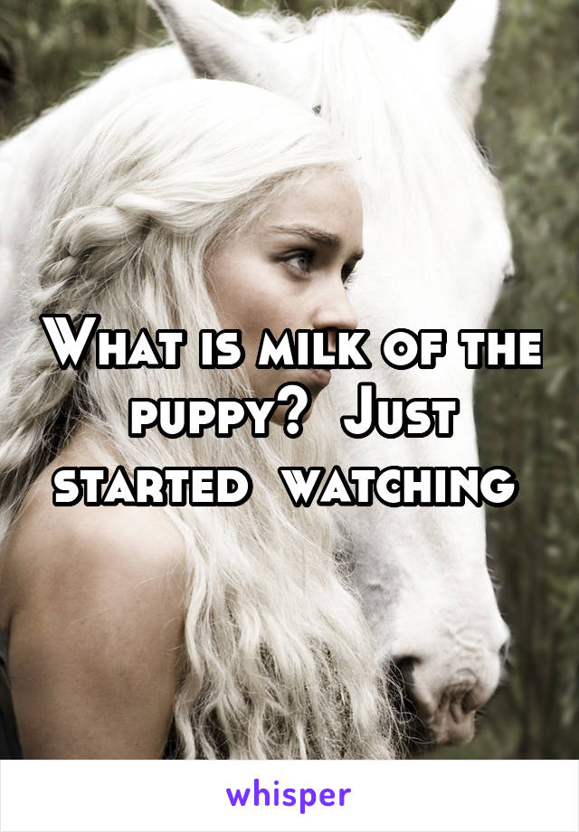 What is milk of the puppy?  Just started  watching 