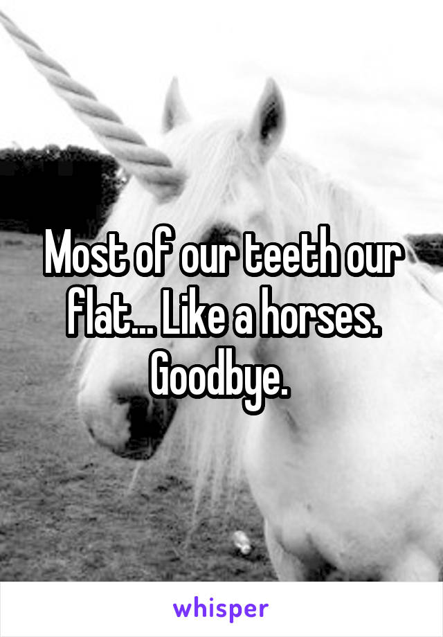 Most of our teeth our flat... Like a horses. Goodbye. 