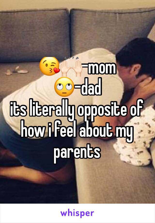 😘🙌🏻-mom
🙄-dad
its literally opposite of how i feel about my parents