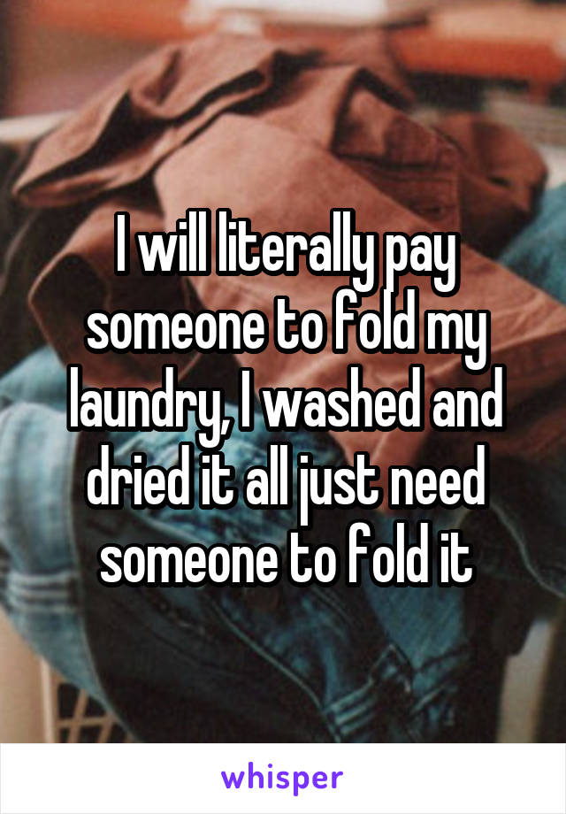 I will literally pay someone to fold my laundry, I washed and dried it all just need someone to fold it