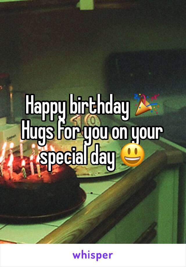 Happy birthday 🎉 
Hugs for you on your special day 😃