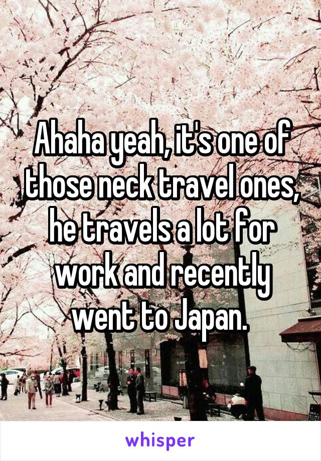 Ahaha yeah, it's one of those neck travel ones, he travels a lot for work and recently went to Japan. 