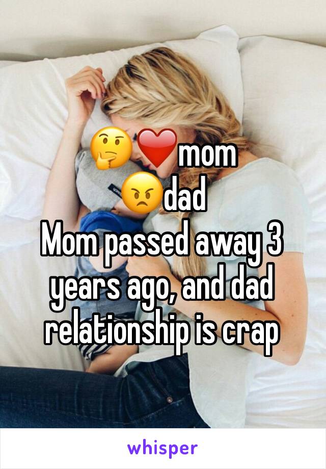 🤔❤️mom
😠dad
Mom passed away 3 years ago, and dad relationship is crap