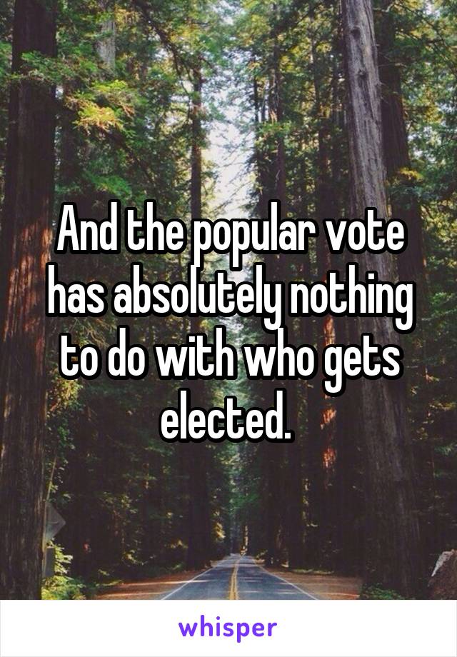 And the popular vote has absolutely nothing to do with who gets elected. 