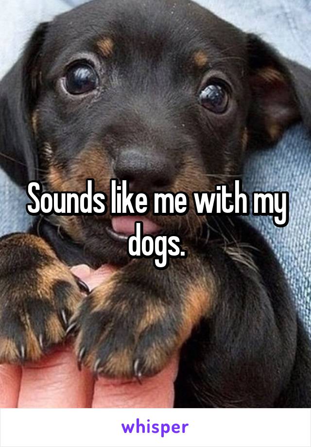 Sounds like me with my dogs.