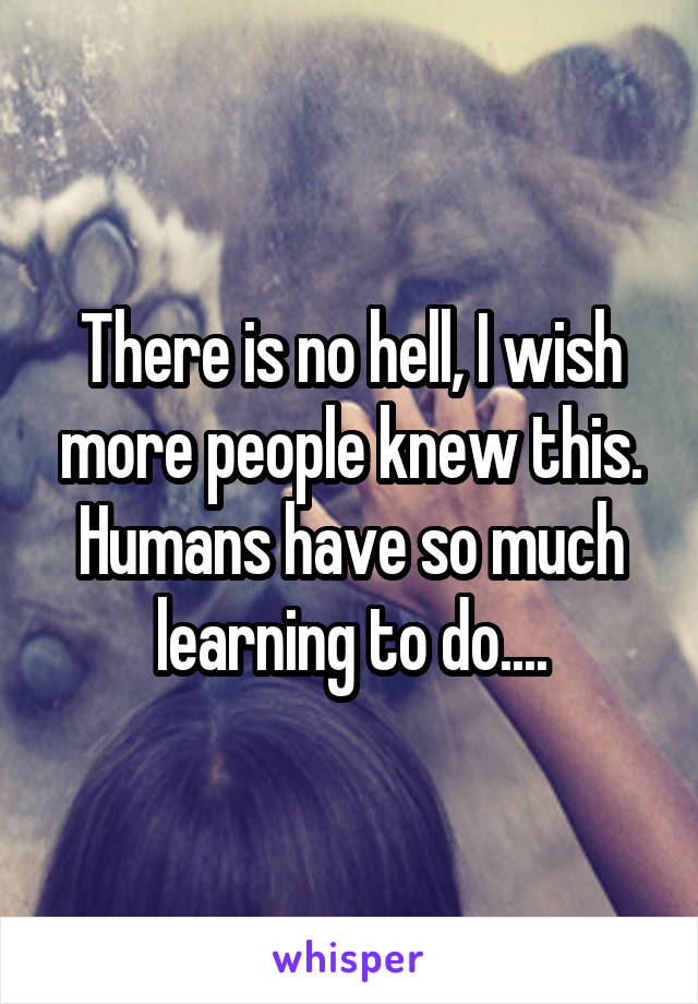 There is no hell, I wish more people knew this. Humans have so much learning to do....