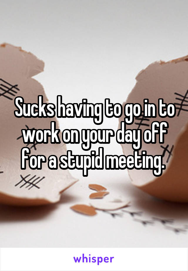 Sucks having to go in to work on your day off for a stupid meeting. 