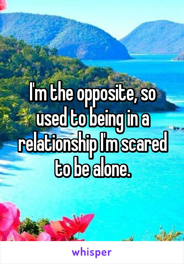 I'm the opposite, so used to being in a relationship I'm scared to be alone.