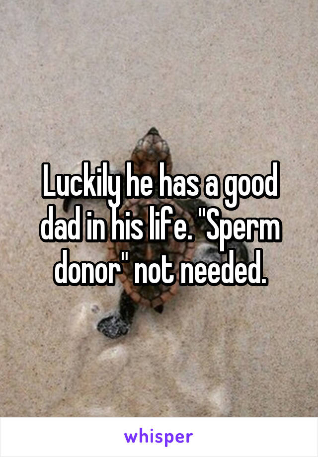 Luckily he has a good dad in his life. "Sperm donor" not needed.