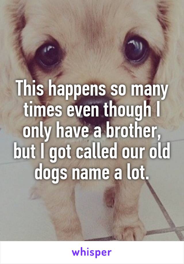 This happens so many times even though I only have a brother, but I got called our old dogs name a lot.