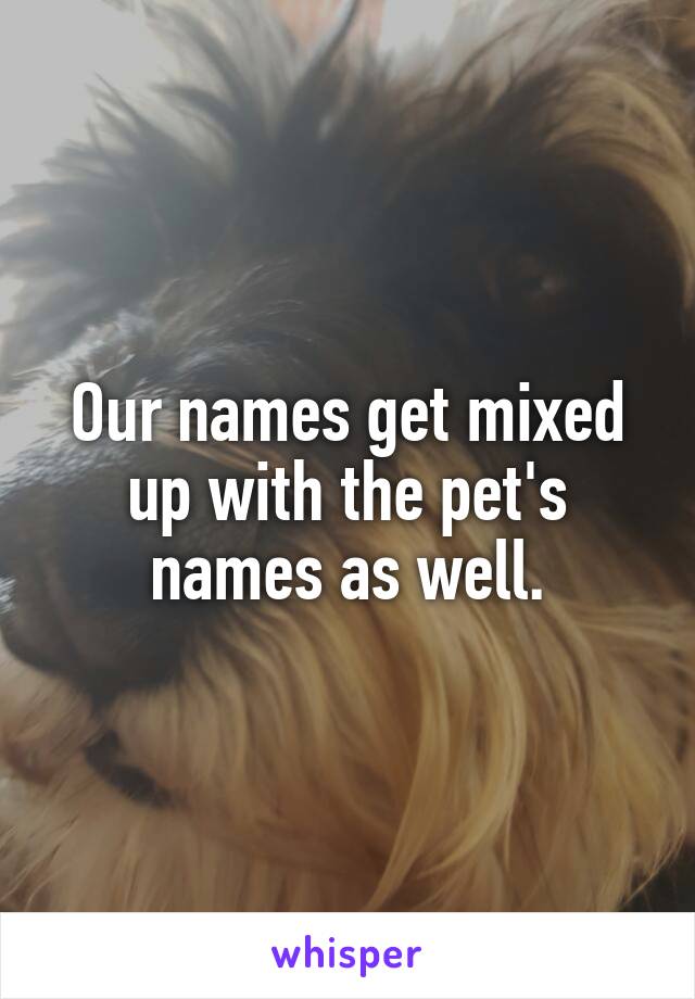 Our names get mixed up with the pet's names as well.