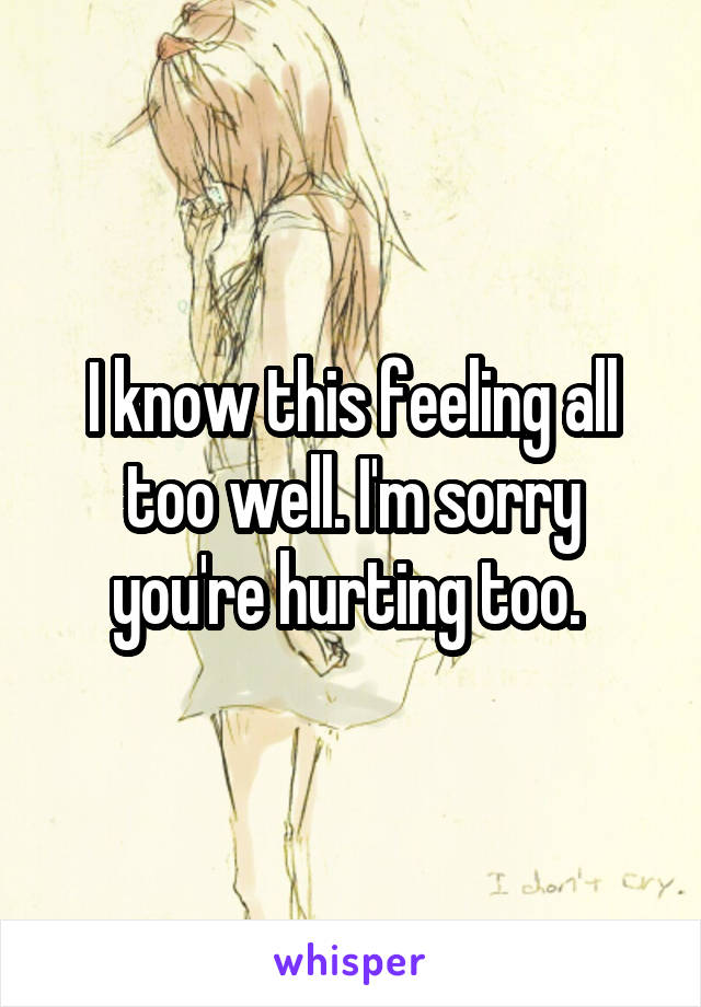 I know this feeling all too well. I'm sorry you're hurting too. 