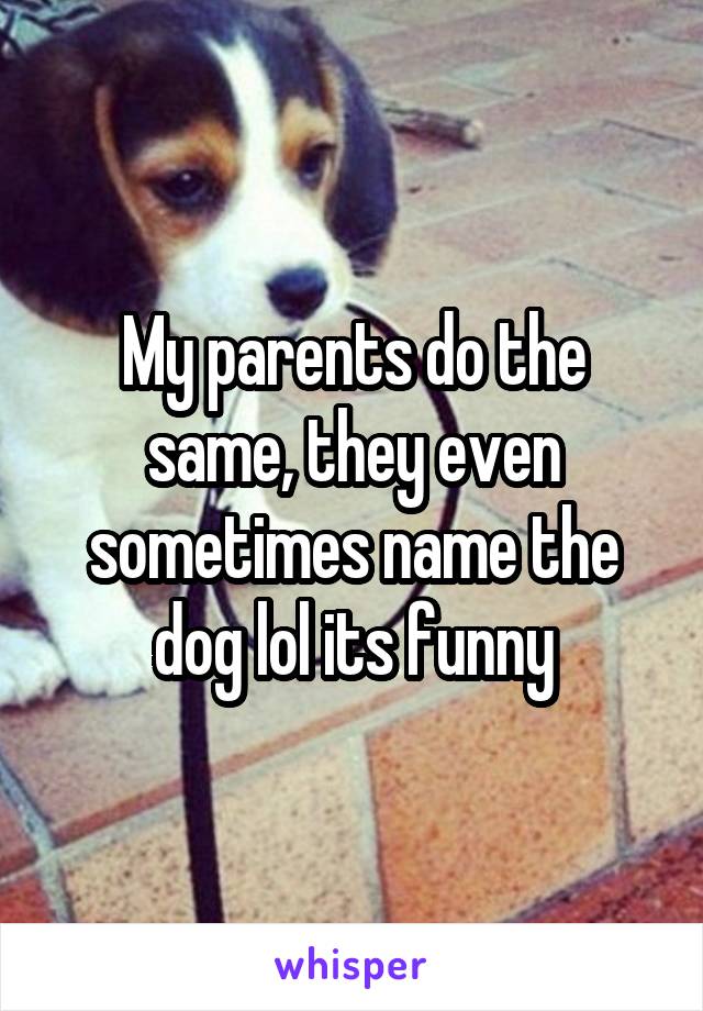 My parents do the same, they even sometimes name the dog lol its funny