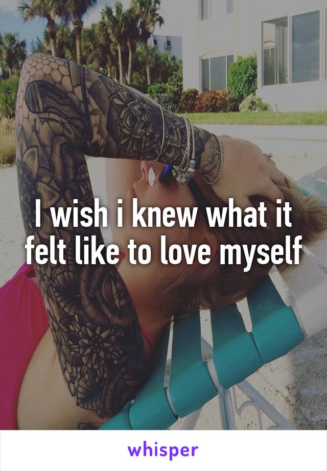 I wish i knew what it felt like to love myself