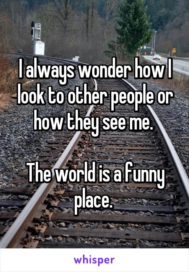 I always wonder how I look to other people or how they see me. 

The world is a funny place. 