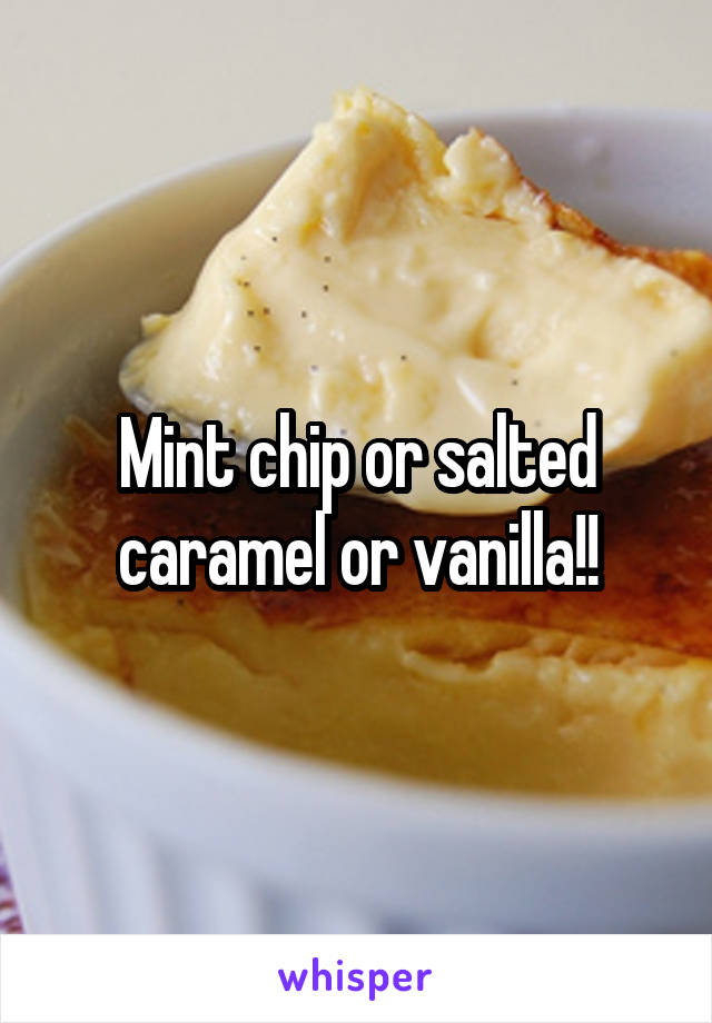 Mint chip or salted caramel or vanilla!!