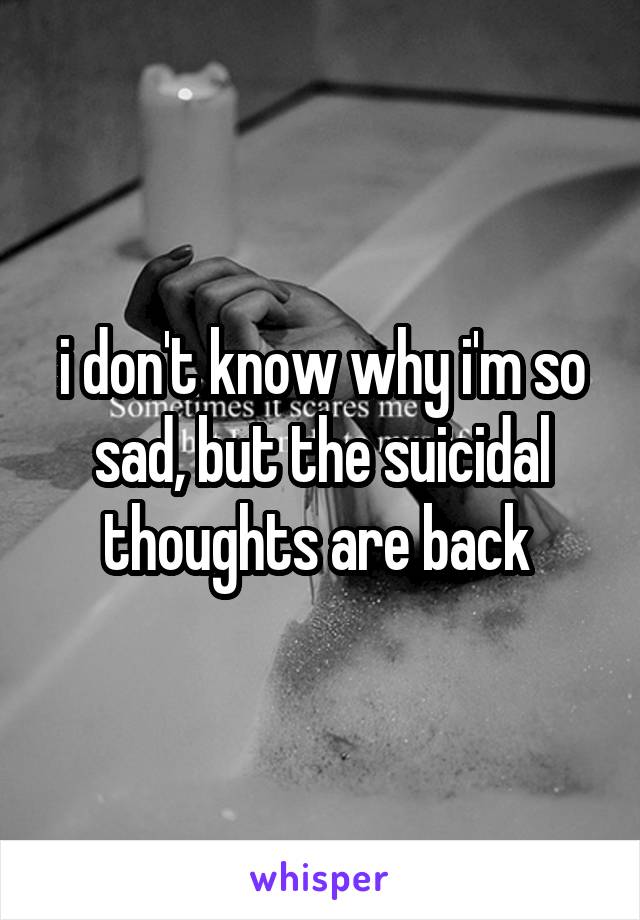 i don't know why i'm so sad, but the suicidal thoughts are back 