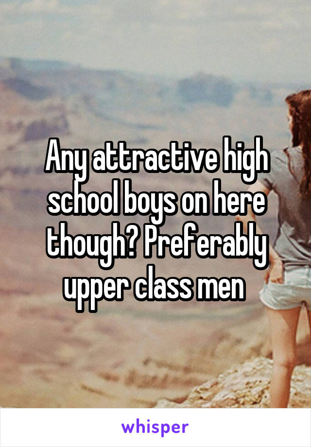 Any attractive high school boys on here though? Preferably upper class men 