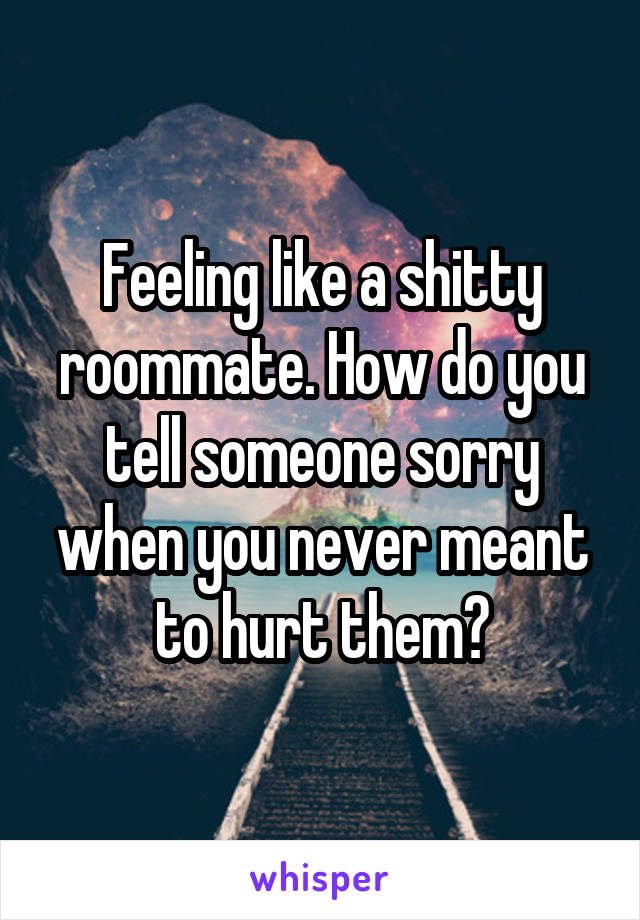 Feeling like a shitty roommate. How do you tell someone sorry when you never meant to hurt them?
