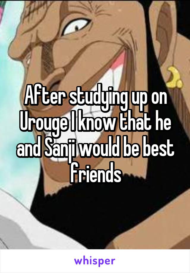 After studying up on Urouge I know that he and Sanji would be best friends