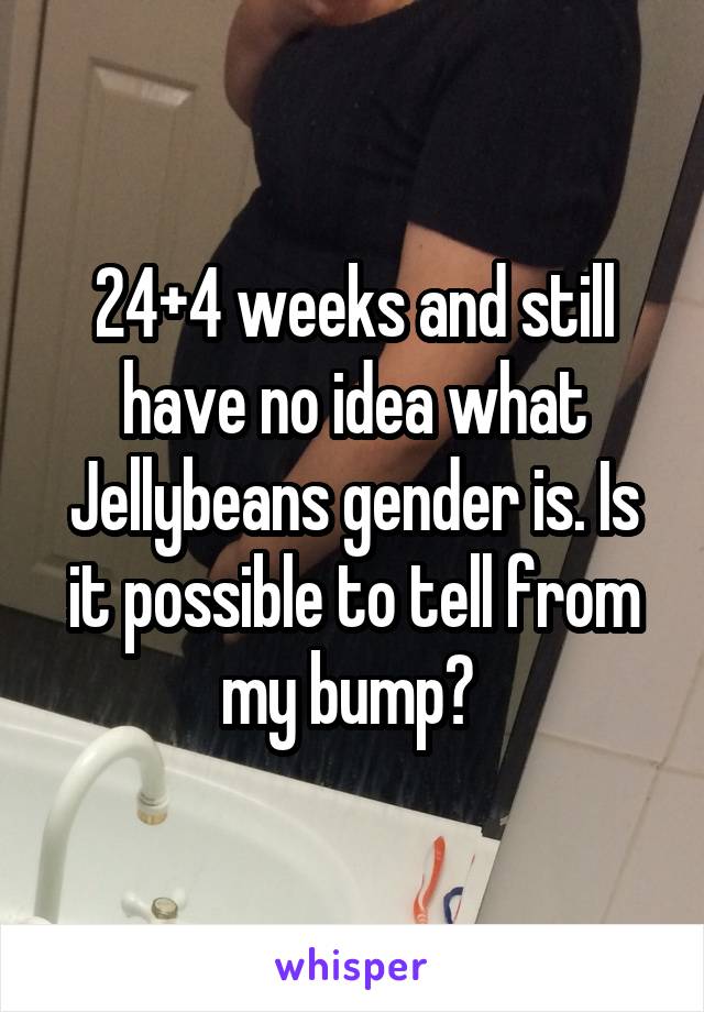 24+4 weeks and still have no idea what Jellybeans gender is. Is it possible to tell from my bump? 