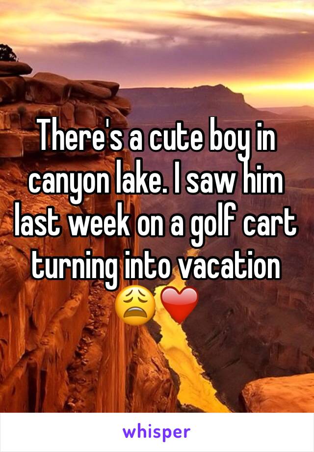 There's a cute boy in canyon lake. I saw him last week on a golf cart turning into vacation 😩❤️