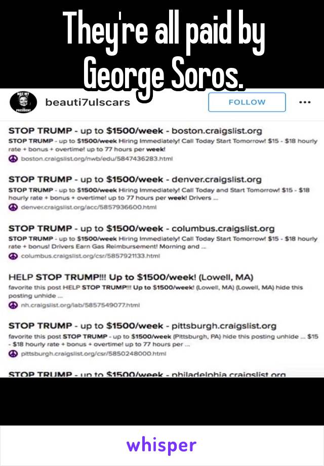 They're all paid by George Soros.







