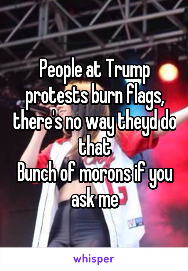 People at Trump protests burn flags, there's no way theyd do that
Bunch of morons if you ask me