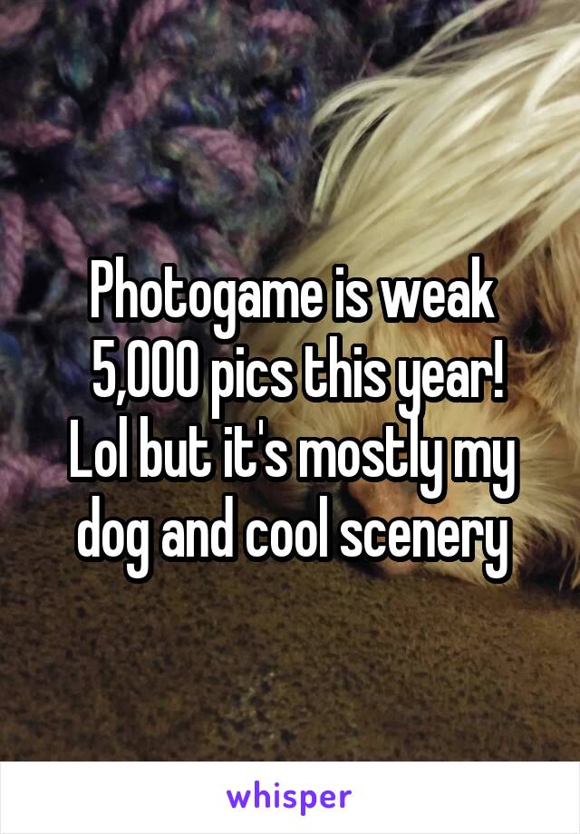 Photogame is weak
 5,000 pics this year! Lol but it's mostly my dog and cool scenery