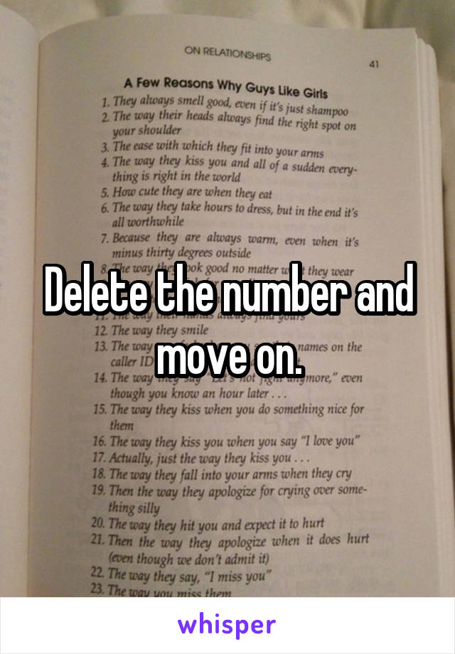 Delete the number and move on.