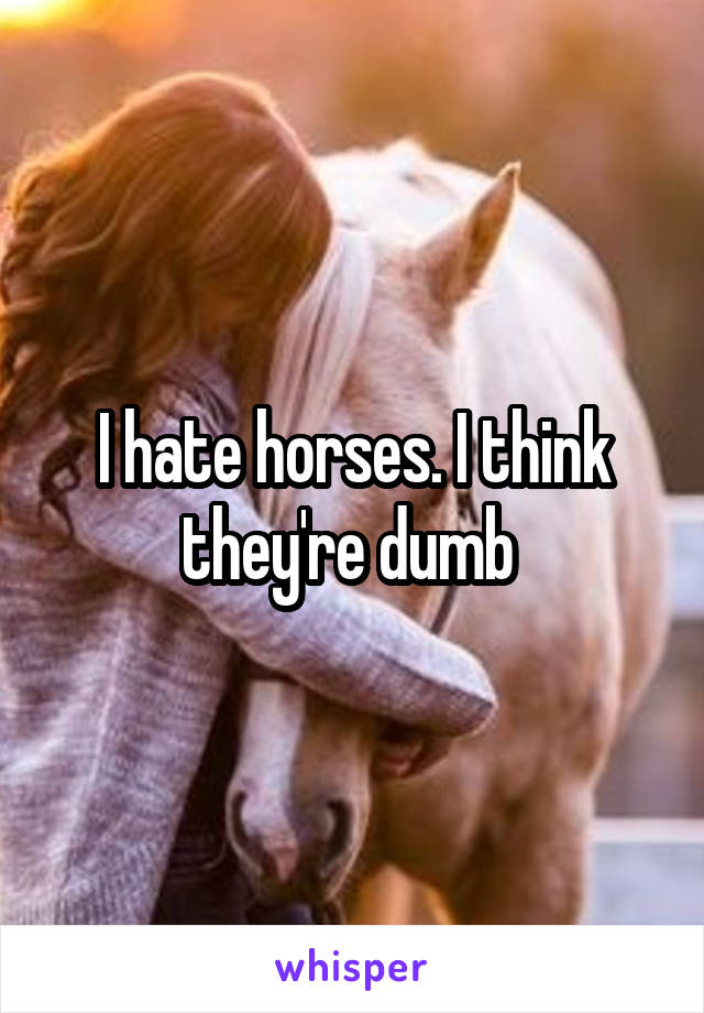 I hate horses. I think they're dumb 