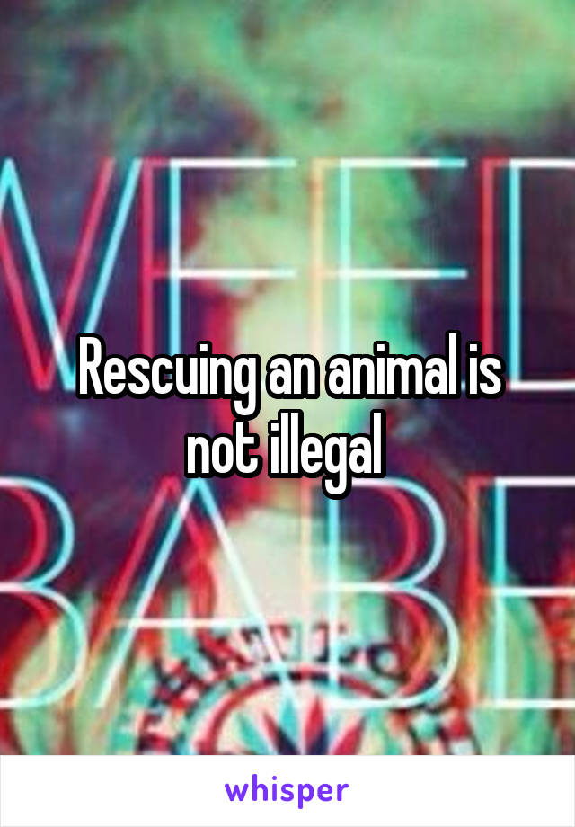 Rescuing an animal is not illegal 