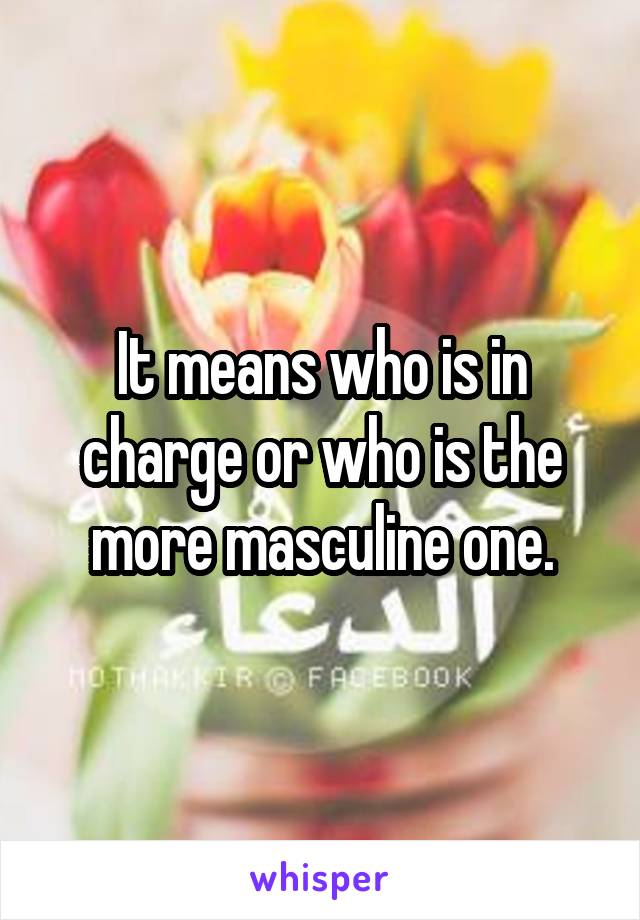 It means who is in charge or who is the more masculine one.