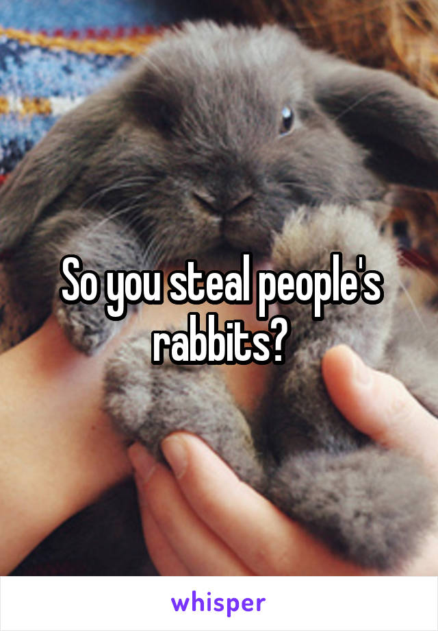 So you steal people's rabbits?