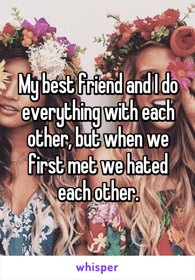 My best friend and I do everything with each other, but when we first met we hated each other.