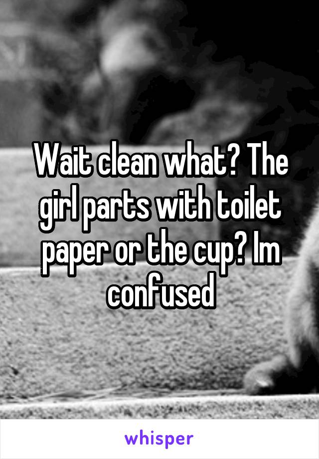 Wait clean what? The girl parts with toilet paper or the cup? Im confused