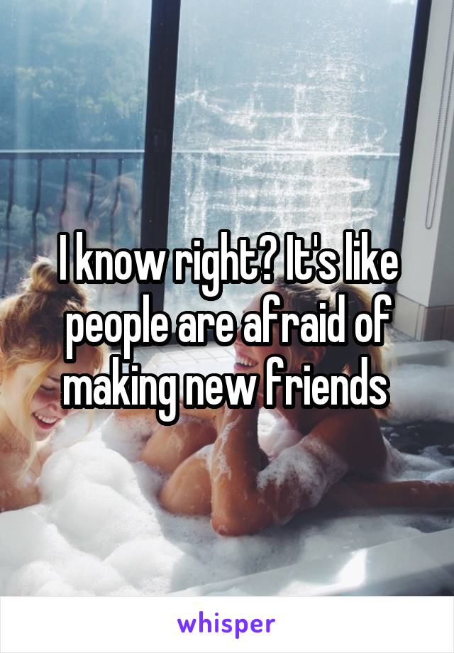 I know right? It's like people are afraid of making new friends 