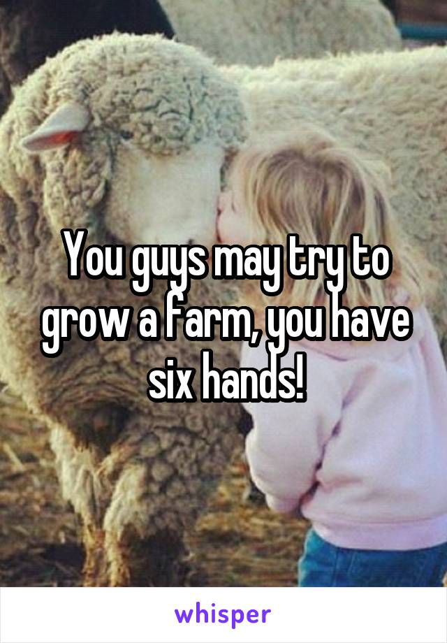 You guys may try to grow a farm, you have six hands!