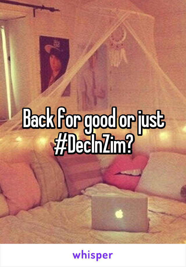 Back for good or just #DecInZim?