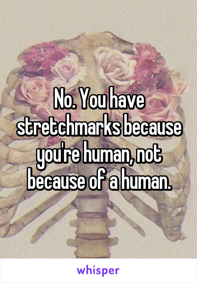No. You have stretchmarks because you're human, not because of a human.