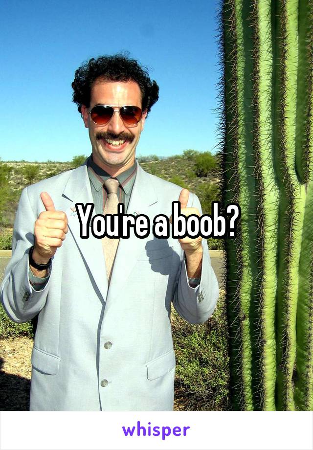 You're a boob?